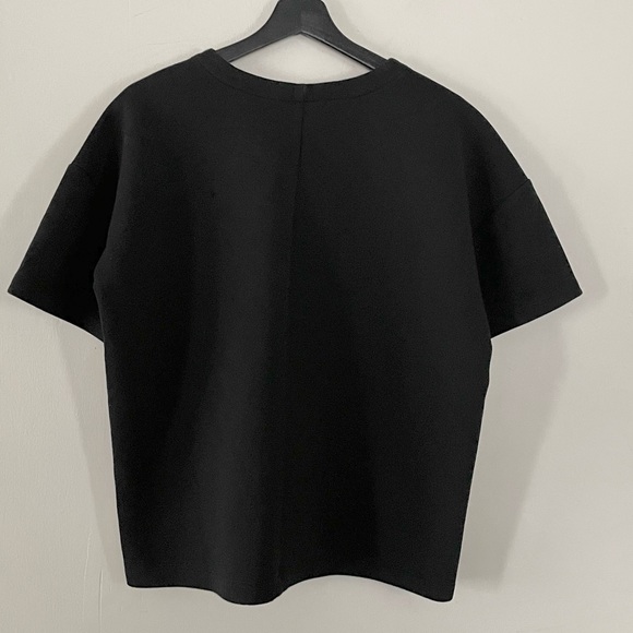 Everlane Black Scuba Short Sleeve Boxy Sweatshirt Medium - Picture 3 of 6